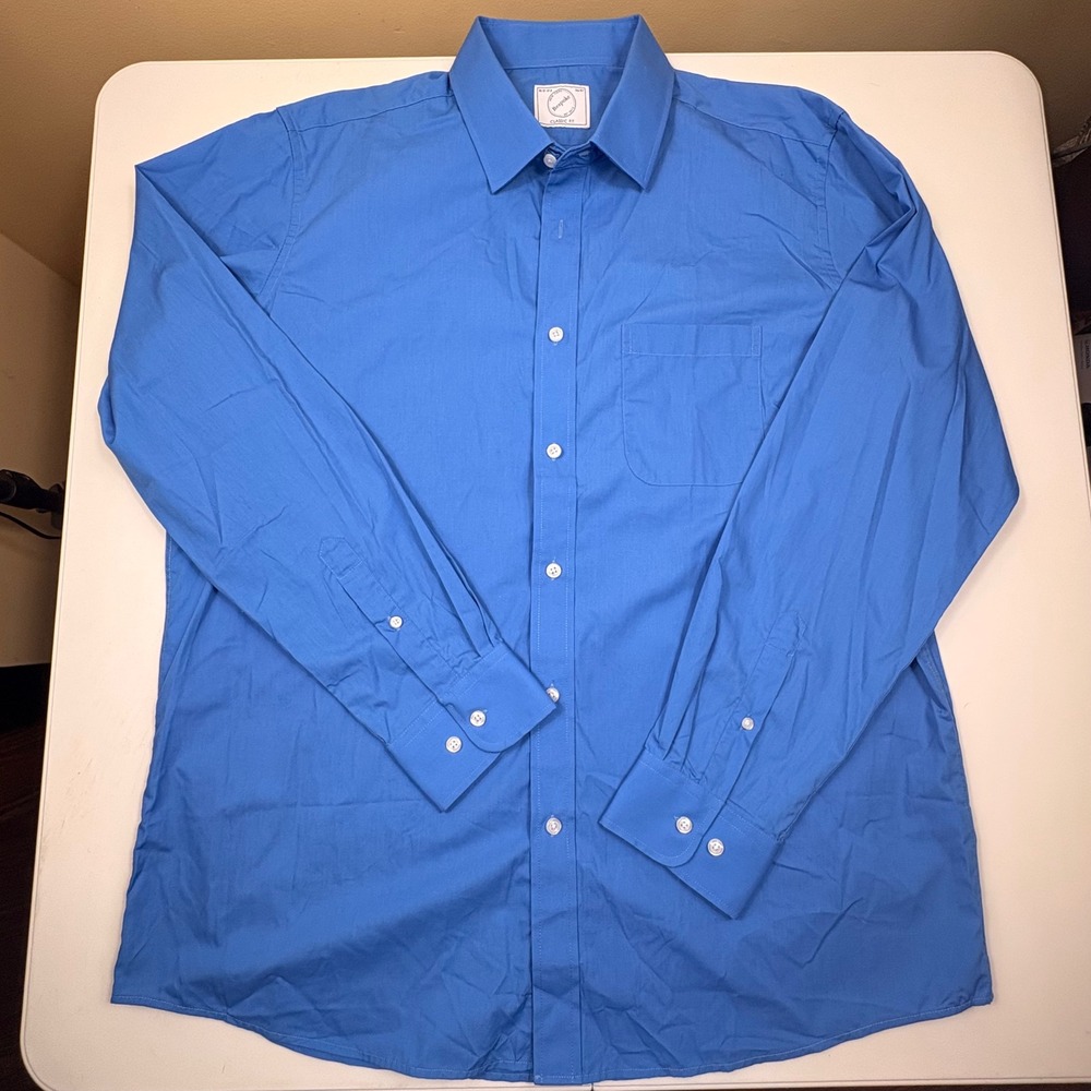 Bespoke New‎ York Men's Blue Dress Shirt XL 17–17.5 Classic Fit